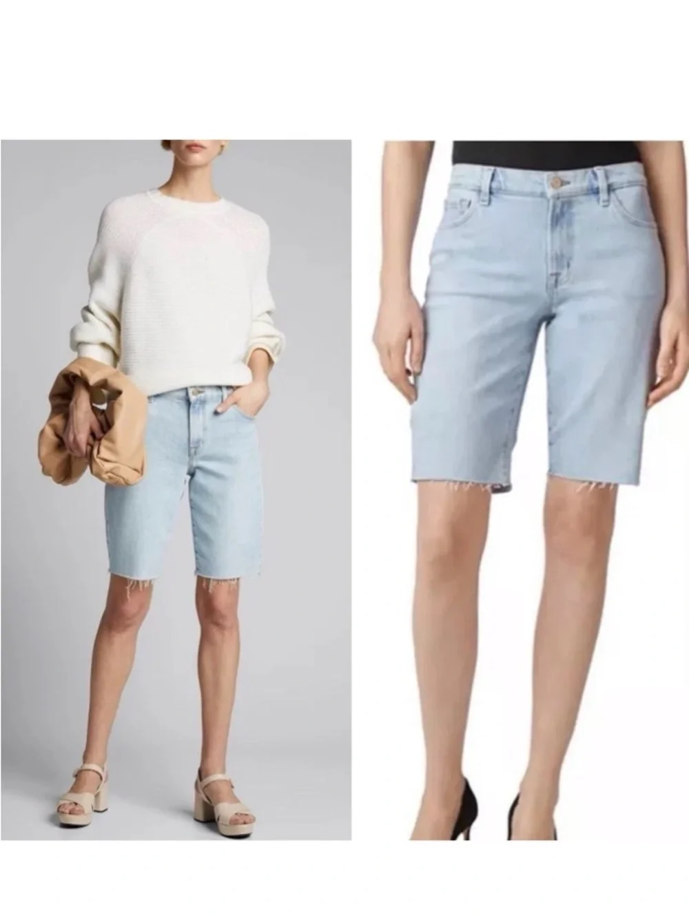 J Brand Gigi Bermuda Denim Shorts NWT Size 27 Raw Hem Light Wash